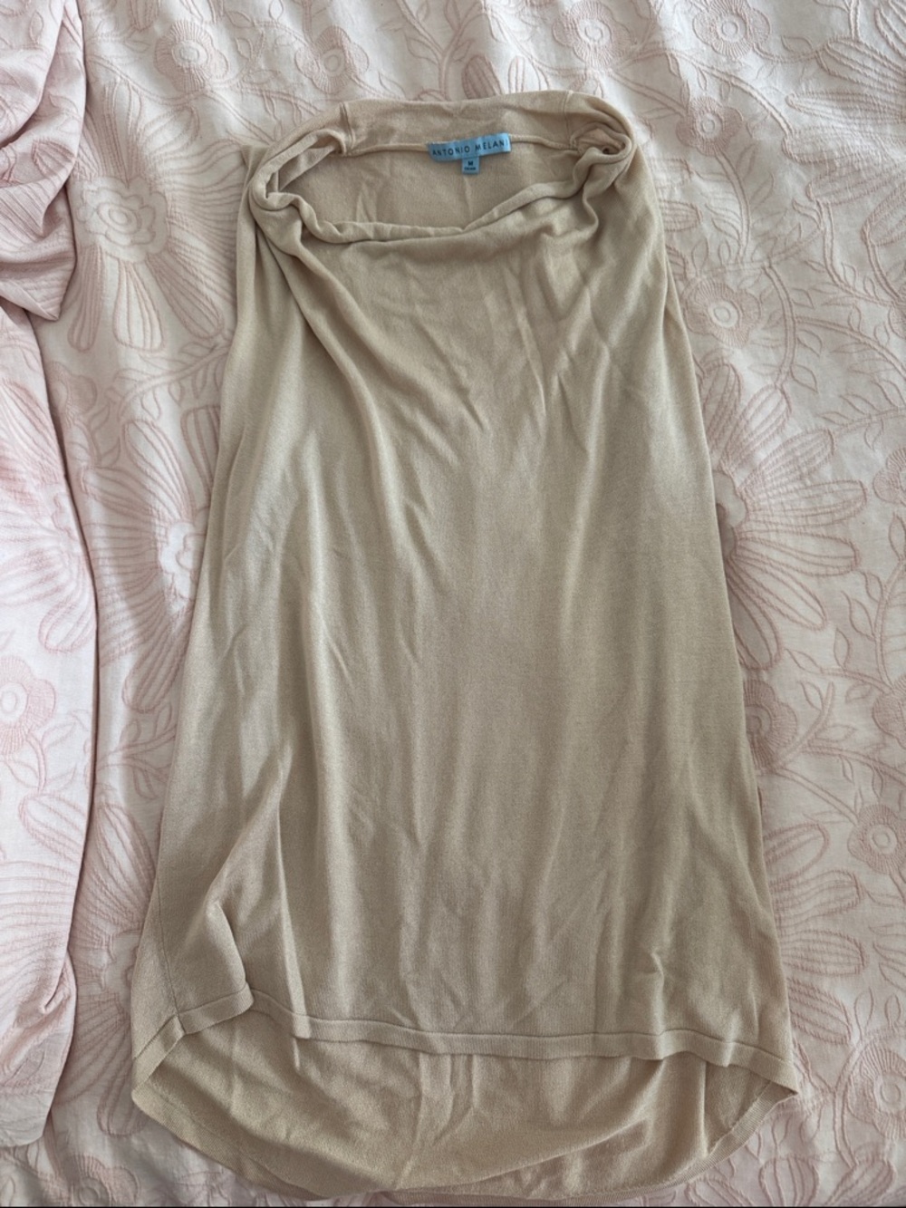 ANTONIO MELANI Beige Cowl-Neck Sleeveless Knit Top